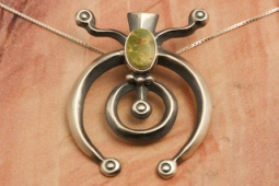 Genuine Royston Turquoise Sterling Silver Naja Pendant